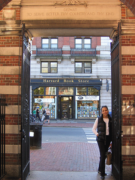 boston-harvard-entrance-traci Traci at the Entrance to Harvard (read the header)