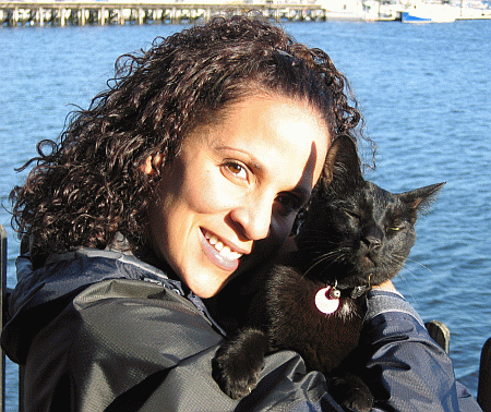 boston-salem-boo-the-cat Traci with Boo the Cat. He is not afraid.