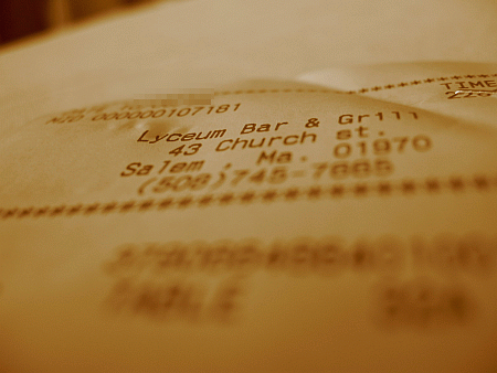 boston-salem-lyceum-bar-and-grill1 The Lyceum Bar and Grill Restaurant. What a lovely receipt.