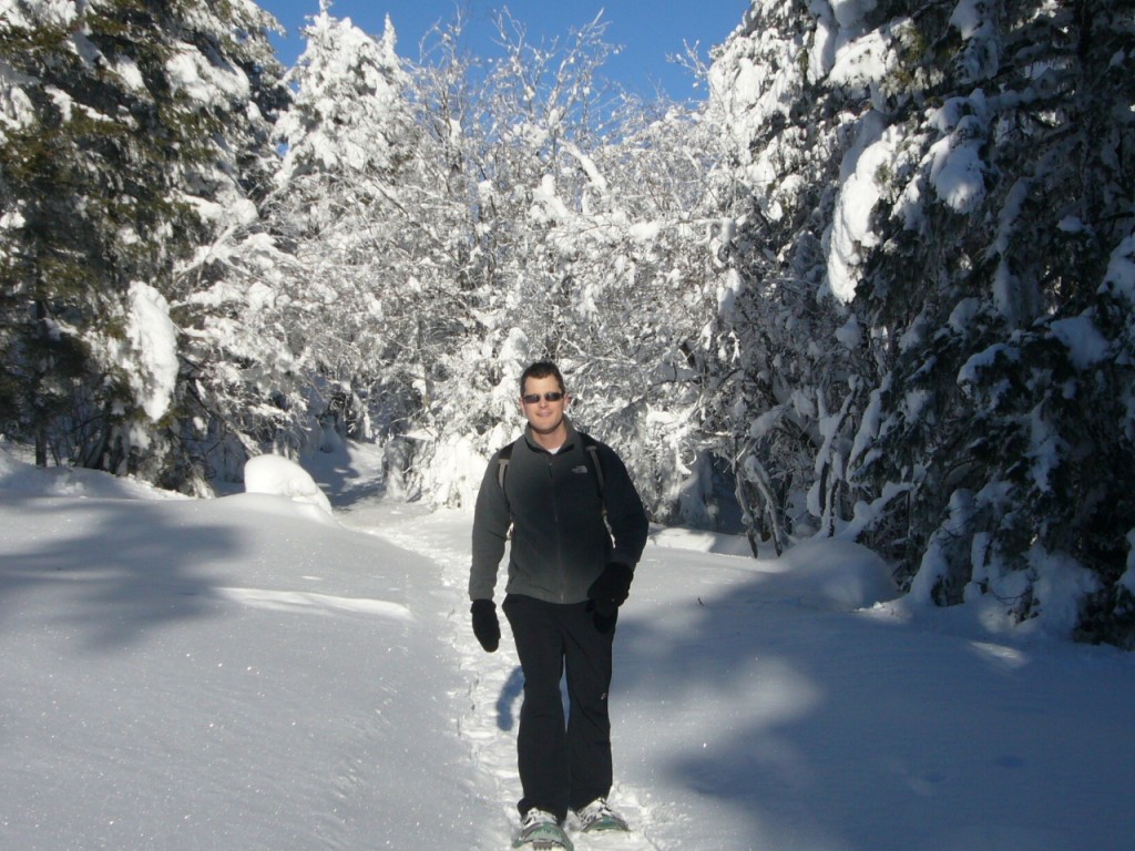 Coming into the sun snowshoeing